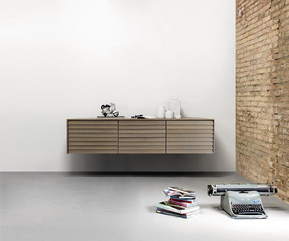 Punt Credenza Sussex sospesa B177 rovere grigio terracotta