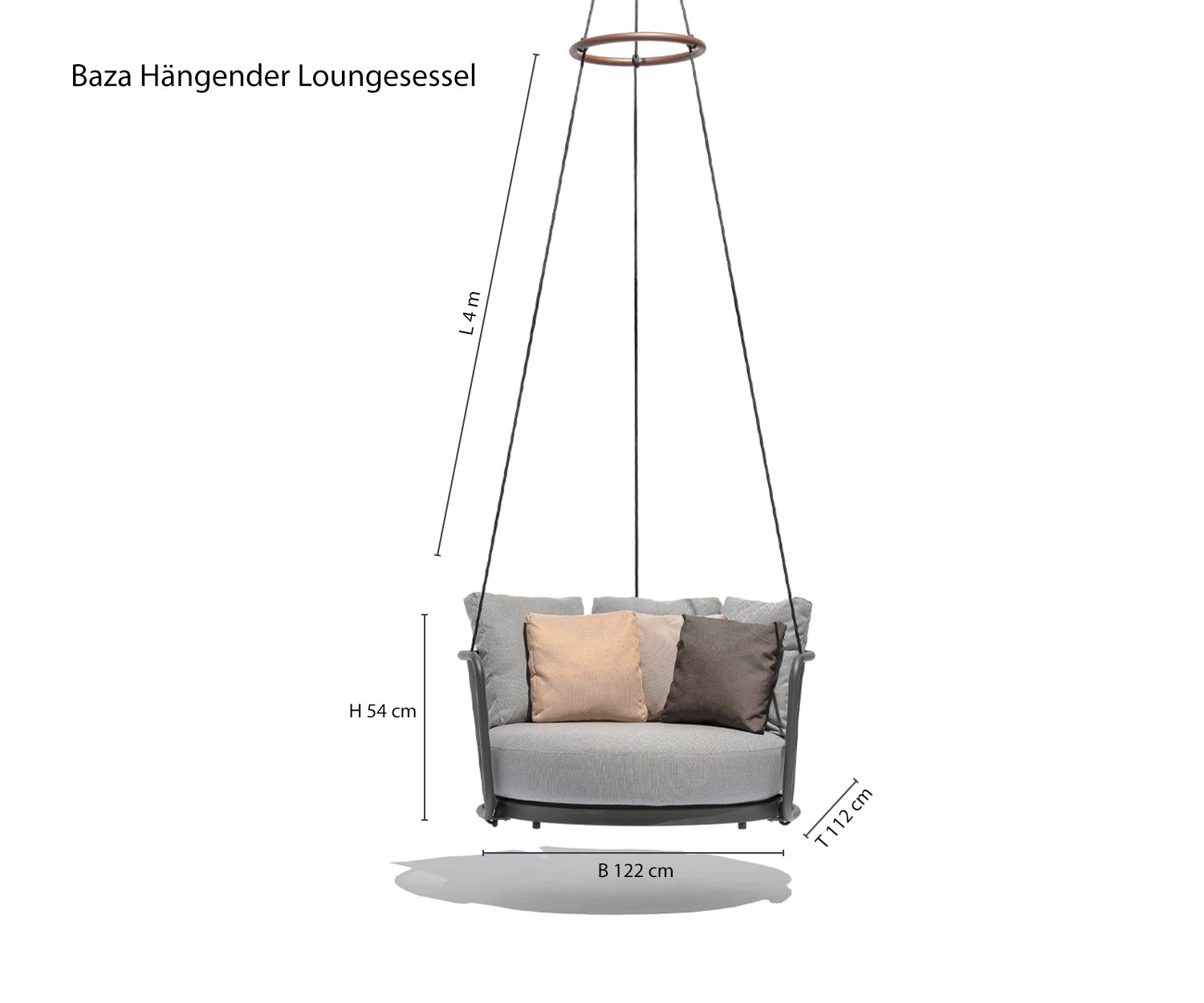 Todus Poltrona Baza Round Swing Schizzo Dimensioni Dimensioni