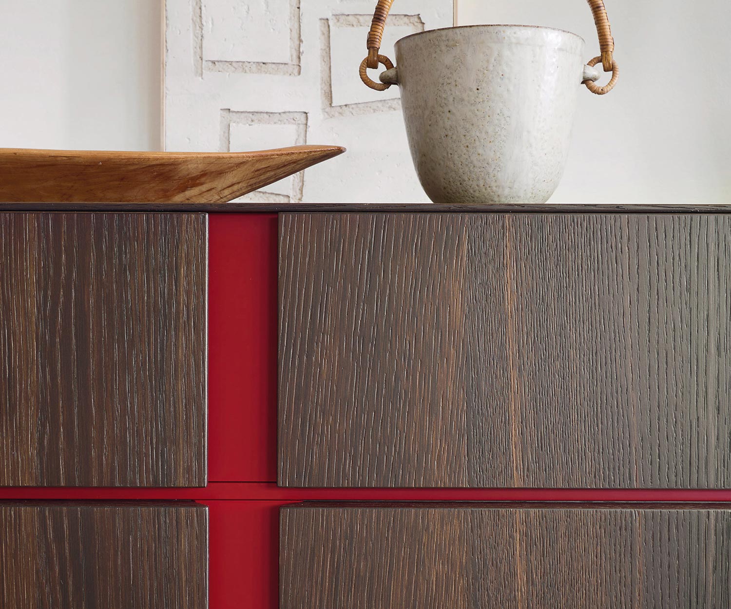 Moderno Livitalia Credenza Abaco Design in dettaglio Maniglia tacca rossa