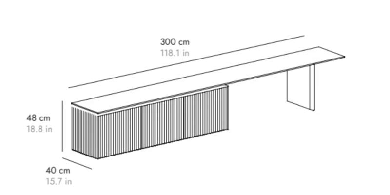 L 300 cm 3 porte sotto la panca