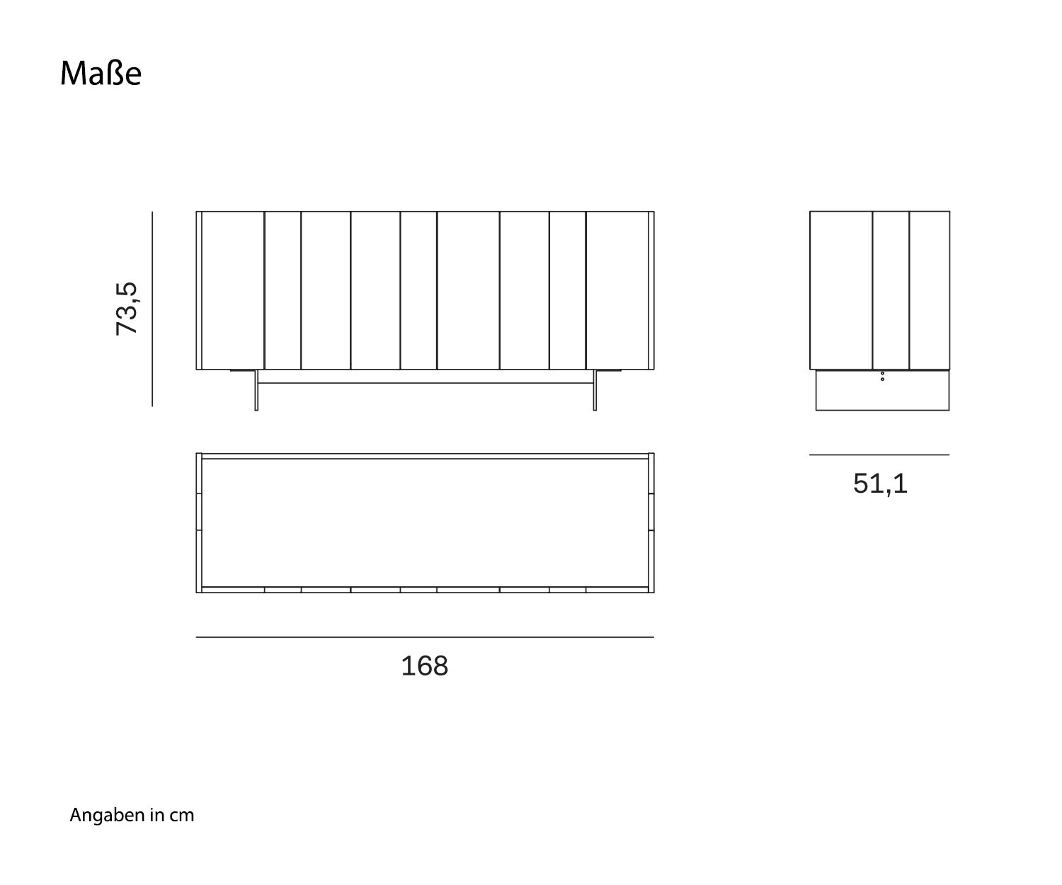 Novamobili Credenza di design Stripe 3 Sketch Dimensioni