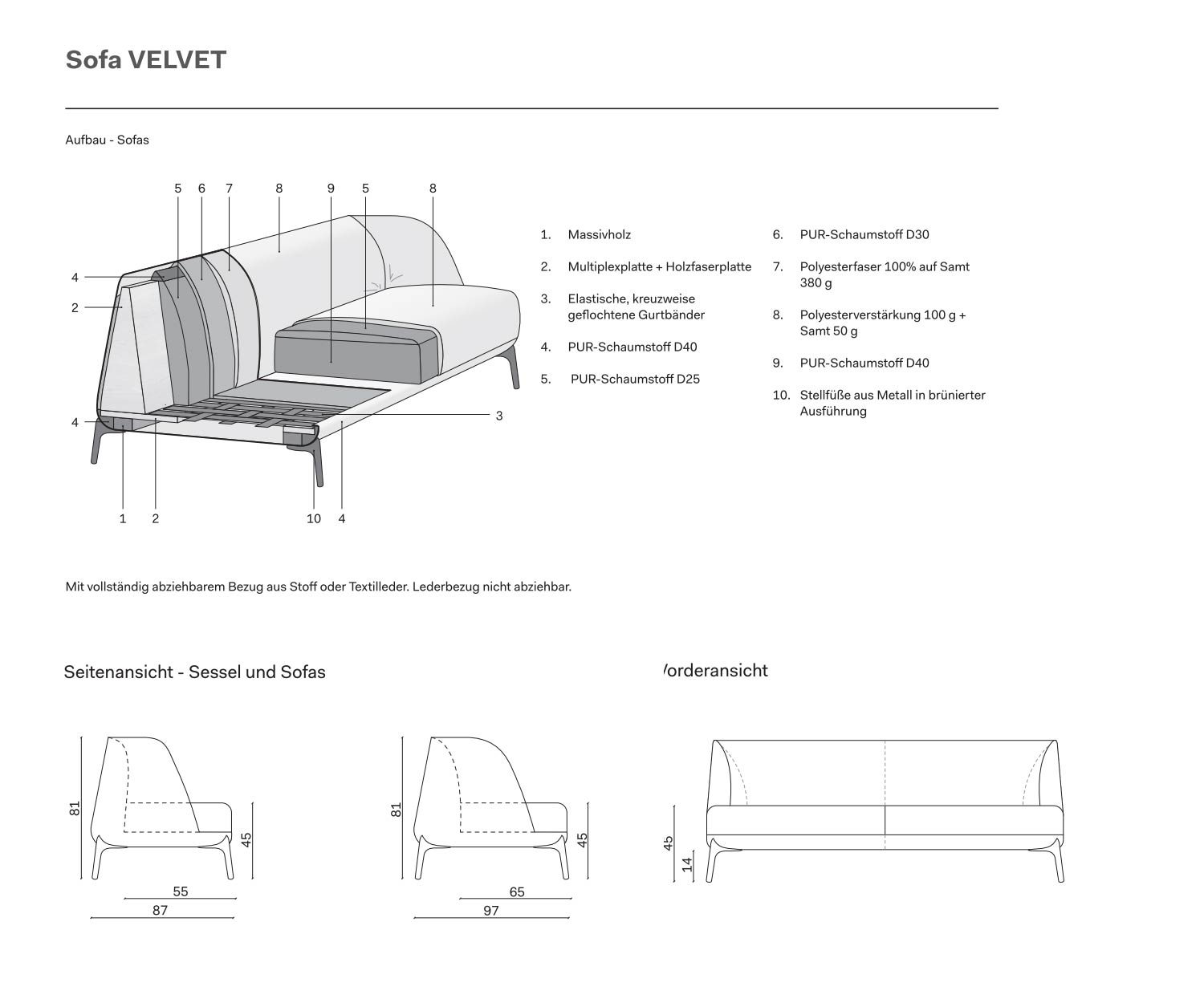 Novamobili Divano di design in velluto Dimensioni