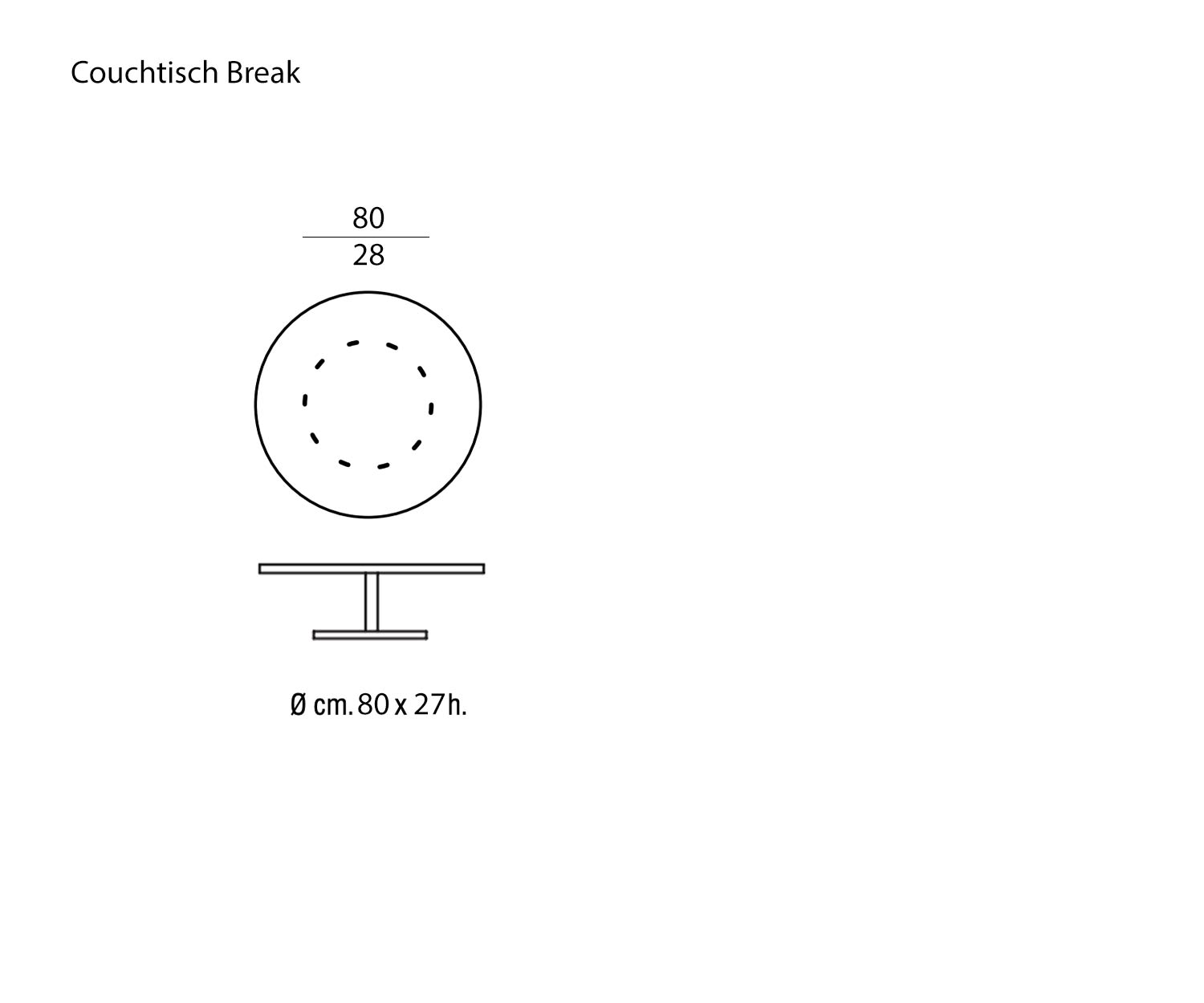 Marelli Tavolino Break dimensioni schizzo dimensioni