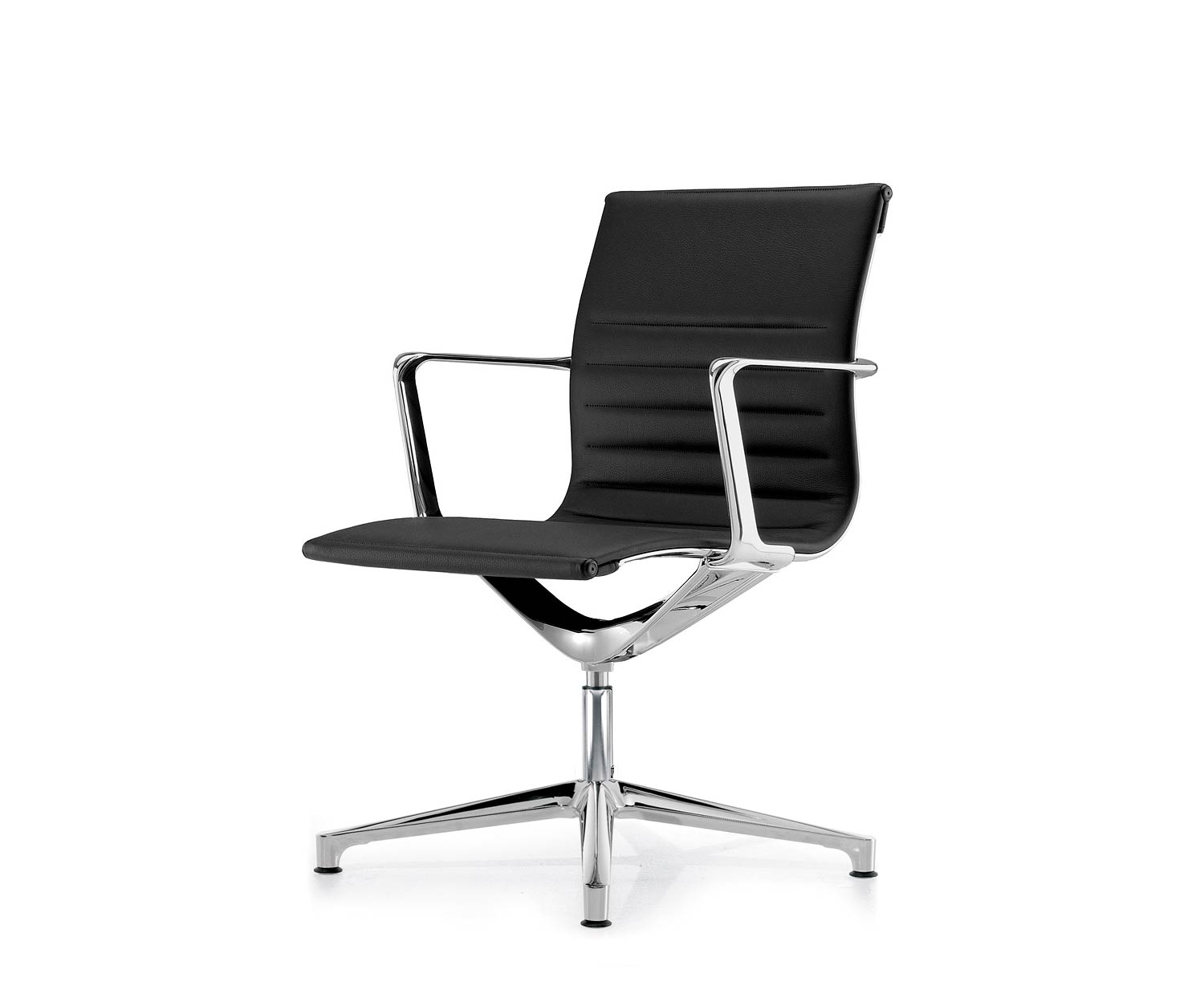 ICF Una Chair Managment sedia da ufficio design sedia girevole 4 bracci senza rotelle H42 cm con pelle pelle nera 901