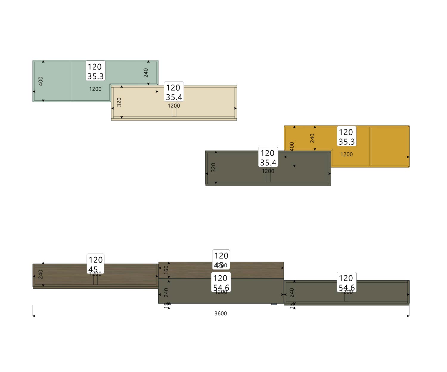 Pensile Tetris Design C20 Sketch Dimensioni Dimensioni Dimensioni