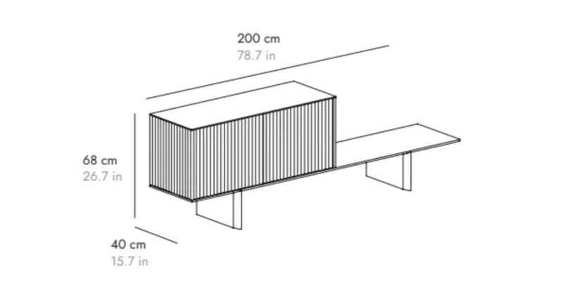 L 200 cm 2 porte su panca