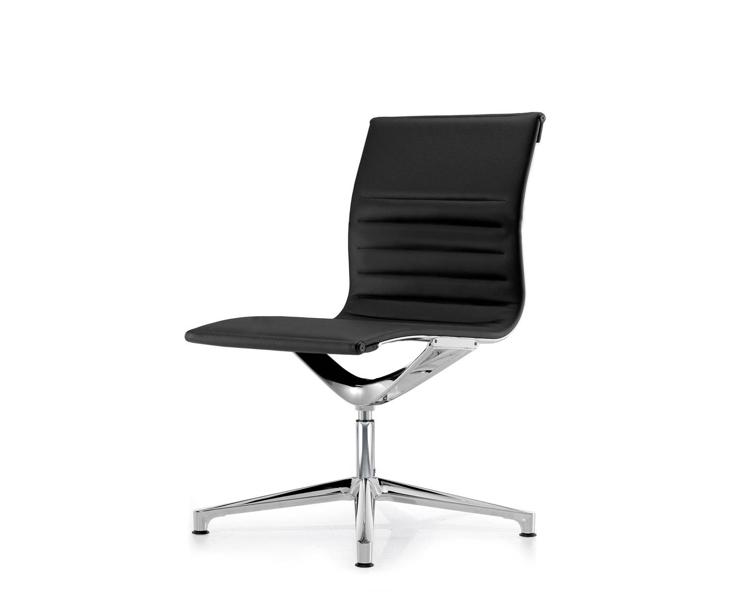 ICF Una Chair Managment sedia da ufficio design sedia girevole 4 bracci senza rotelle H42 cm senza pelle pelle nera 901