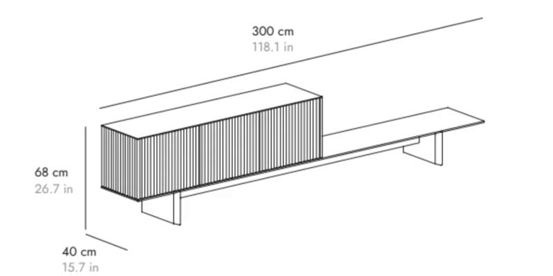 L 300 cm 3 porte su panca