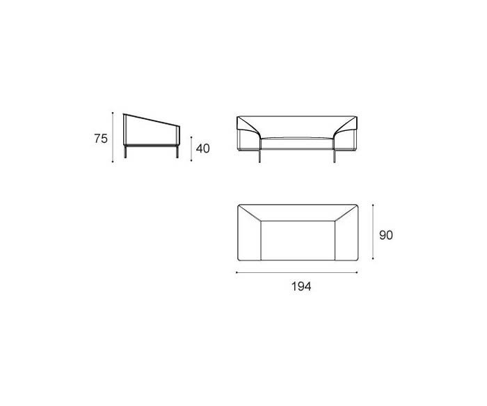 Divano di design Seam da Prostoria Sketch 2 posti Dimensioni Dimensioni Dimensioni