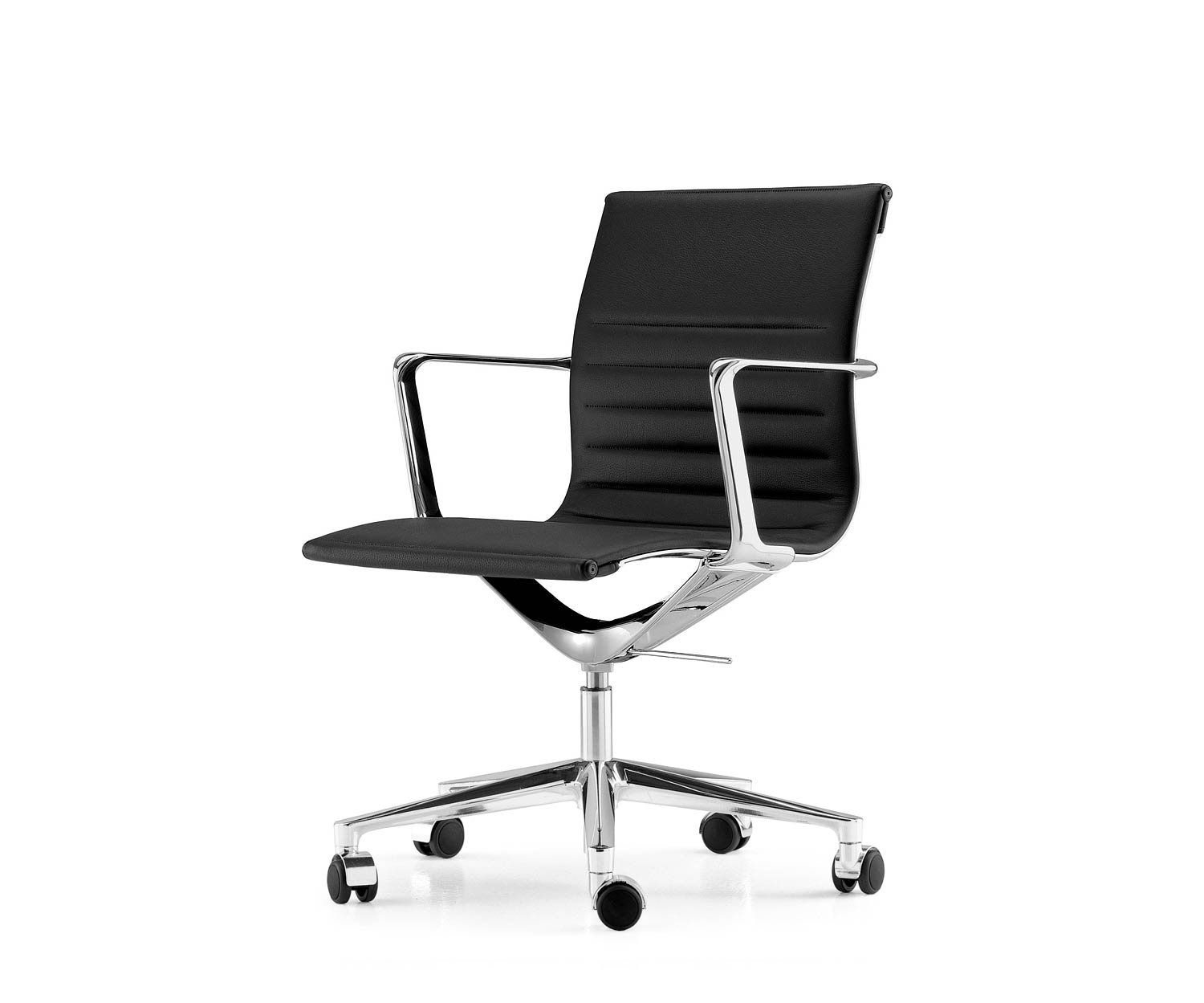 ICF Una Chair Managment sedia da ufficio design sedia girevole 5 bracci con rotelle H42 cm con pelle pelle nera 901