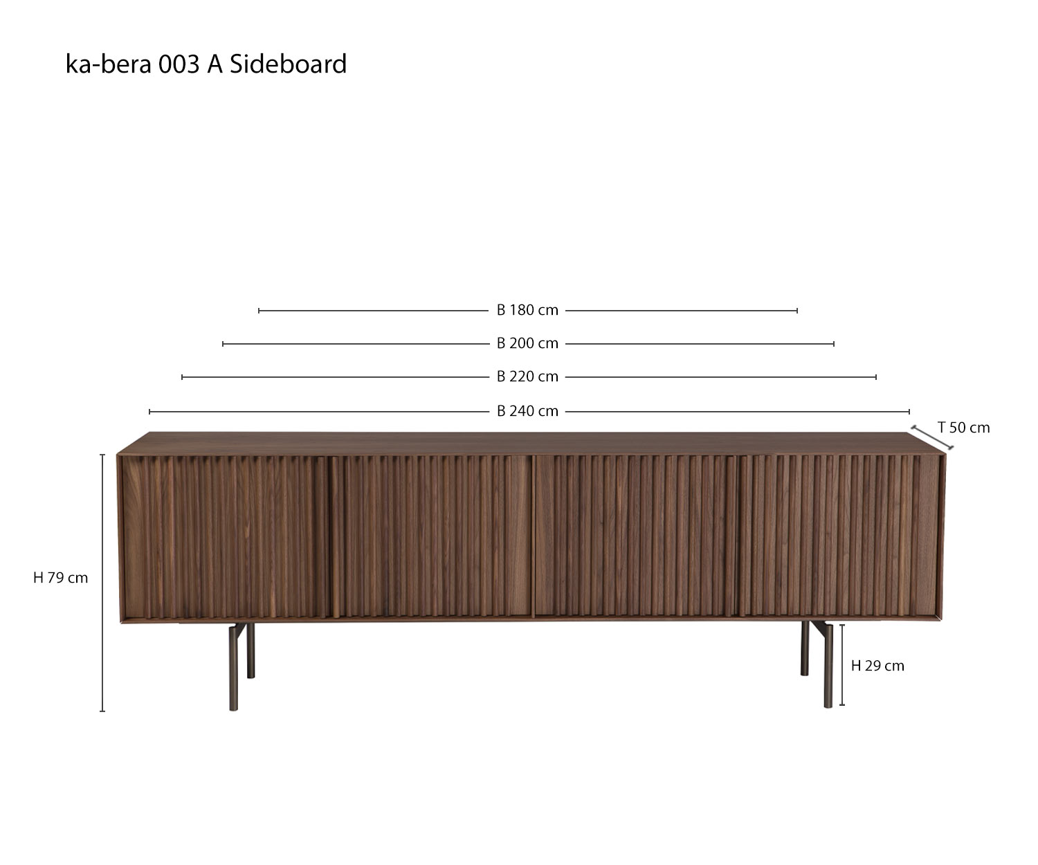 Buffet di design ka bera 003 A da al2 Schizzo Dimensioni Dimensioni Dimensioni