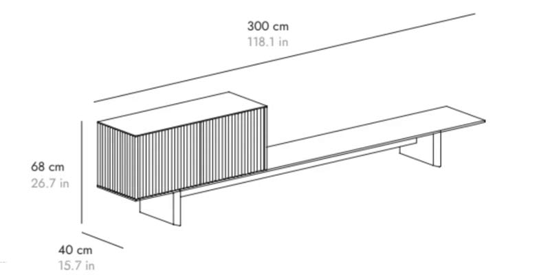 L 300 cm 2 porte su panca