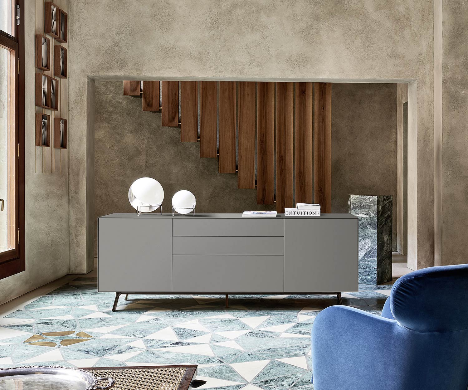 Exclusive Livitalia Credenza Minimal 20 laccata grigio chiaro opaco