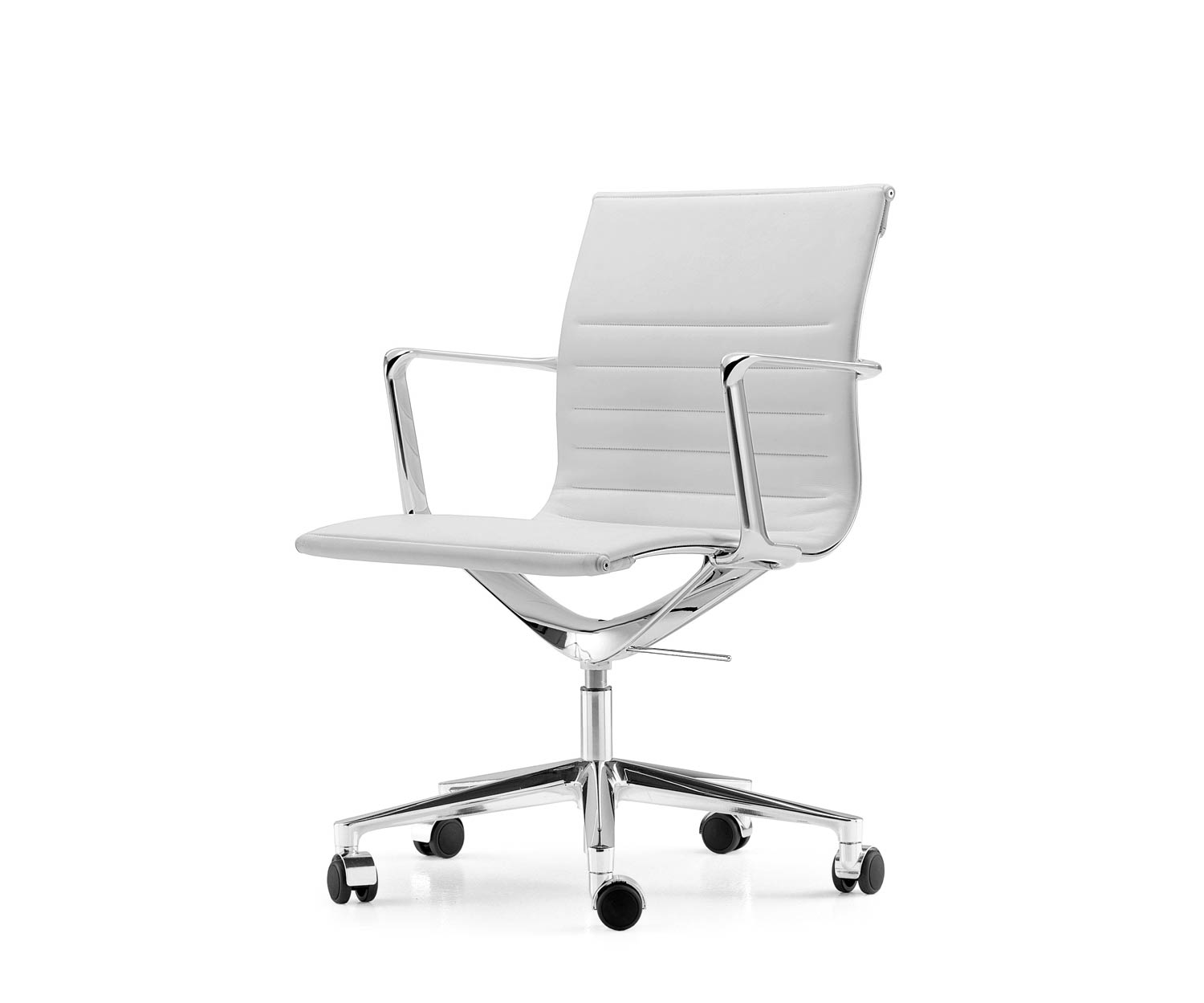 ICF Una Chair Managment sedia da ufficio design sedia girevole 5 bracci con rotelle H42 cm con pelle pelle bianca 915